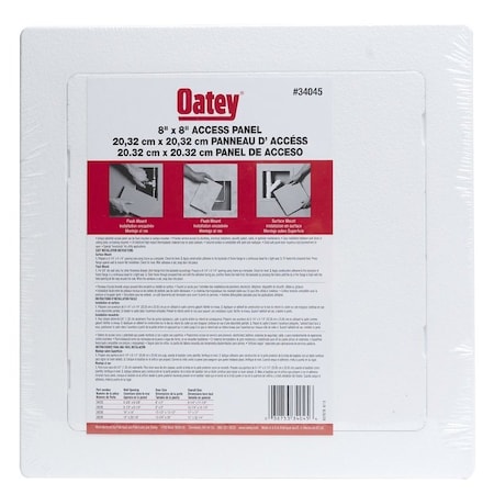 Oatey Access Panel, 8 in L, 8 in W, ABS, White 34045