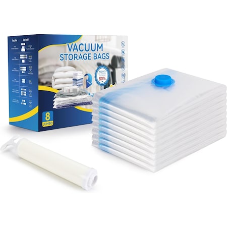Simple Deluxe 8 Jumbo Space Saver Bags, Vacuum Storage Bags, Vacuum Seal Bags with Hand Pump for Comforters, Blan HKBAGXVSTORAGE8JUMBOV1