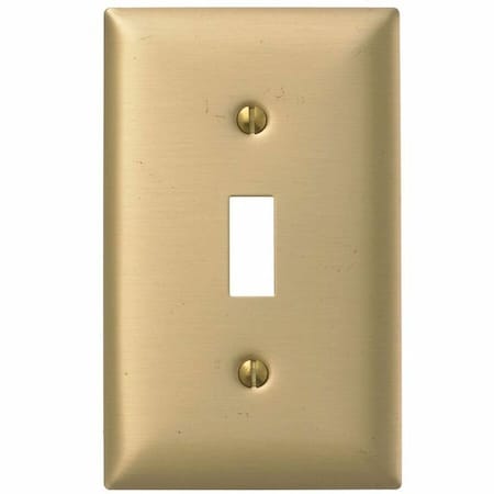 Hubbell Wiring Device-Kellems Toggle Switch Wall Plates, Number of Gangs: 1 Brass, Brushed Finish, Brass SB1