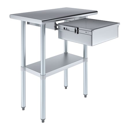 Amgood 18 in. x 30 in. Stainless Steel Table With Drawer AMG WT-1830 + DRAWER-1514-Z