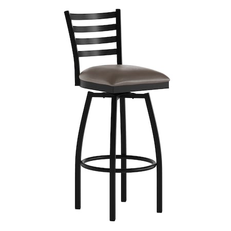 Flash Furniture HERCULES Black Ladder Back Swivel Metal Barstool - Mocha Vinyl Seat XU-6F8B-LADSWVL-MCHV-GG