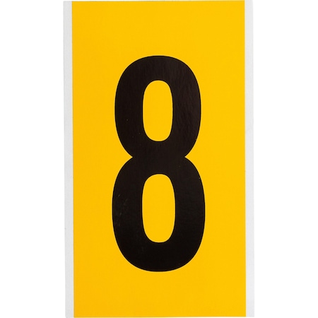 Brady Outdoor Vinyl 6 in Black on Yellow Numbers 8 Card 1570-8
