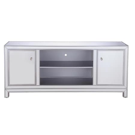 Elegant Decor 60 in. Modern Mirrored TV Stand Antique Silver MF701S