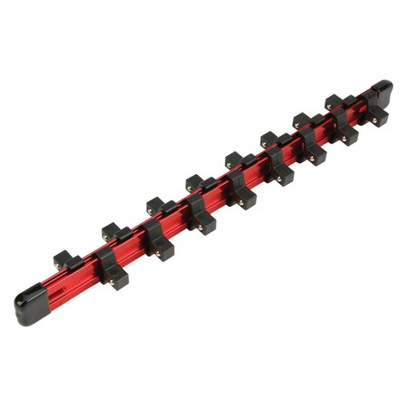 Perform Tool Socket Storage Rail 3/8 In Drive; 121/4 In Length; Red; Double Sided Aluminum; Single; With Spring W38004