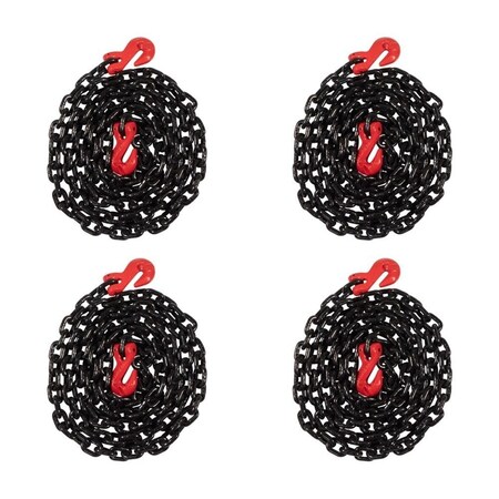 Mytee Products 5/16in-10ft G80 Transport Binder Chain Grab Hooks 4000 # WLL Tow Safety Chain, 4PK CH51610-G80x4