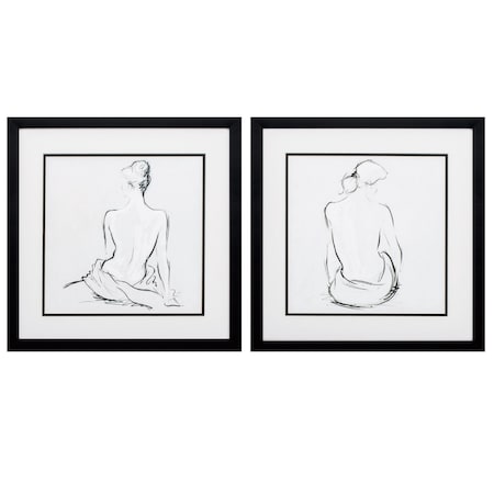 Homeroots 17" X 17" Silver Frame Poised Pose, Set Of 2, 2PK 365261