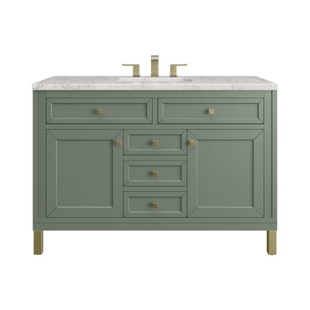 James Martin Vanities Chicago 48'' S Vanity, Smokey Celadon, w/ Jasmine Pearl Silestone Top w/FreePower Wireless Charger 503-V48-SC-FEJP