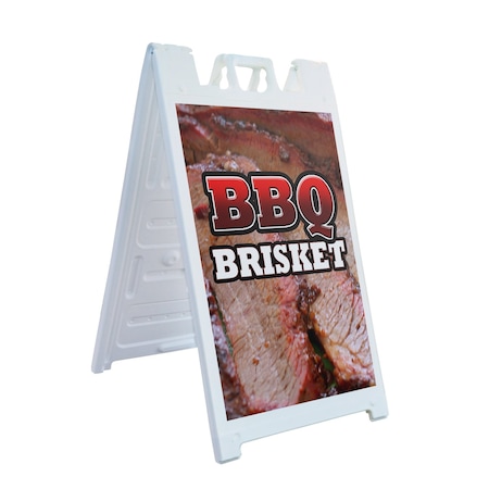 Signmission Bbq Brisket, A-Frame & 2 Decals Installed, Heavy-Duty Plastic Frame SBHD-D-2436-Bbq Brisket
