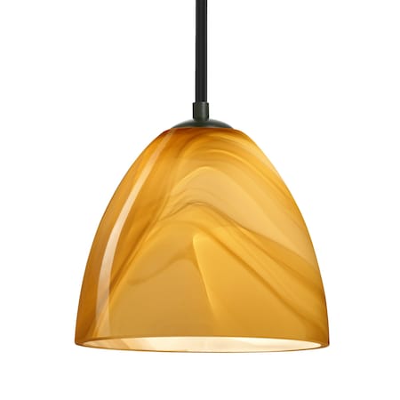 Besa Lighting Besa Vila Stem Pendant, Honey, Black Finish, 1x 9W LED 1TT-4470HN-LED-BK