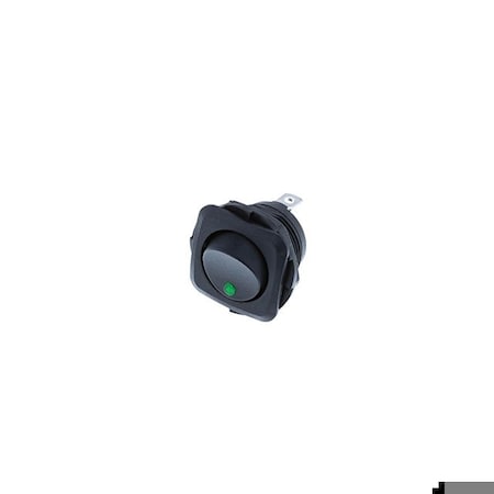 Switch Components Square Actuator-Round Rocker, 3P SPST OFF-ON, Green LED RB2-1A-DC-2-GL
