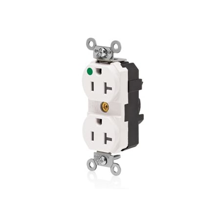 Leviton Lev-Lok Hospital Grade Duplex Receptacle, 20 Amp, 125 Volt M8300-ILW