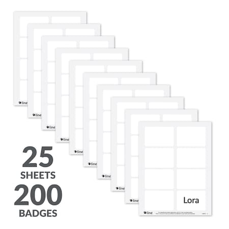 C-Line Products 3-3/8" x 2-1/3" White Name Tag Label Sheets for Laser/Inkjet Printers, 200PK 92377