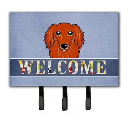 Carolines Treasures Longhair Red Dachshund Welcome Leash and Key Holder BB1400TH68