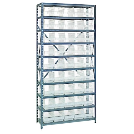 Quantum Storage Systems 10 SHELF OPEN UNIT W/45 BINS CLEAR 1275-202CL