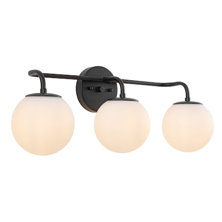 Jonathan Y Louis Parisian Globe 25" 3-Light Metal/Frosted Glass Modern Contemporary LED Vanity Light, Black JYL3536B