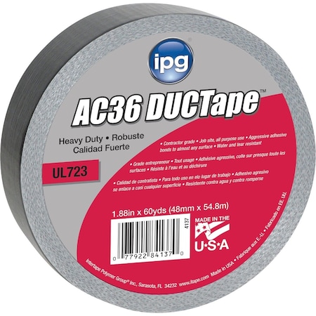 Intertape AC36 DUCTape 1.88'' x 60 Yd. HD Contractor Grade Duct Tape Silver 4137