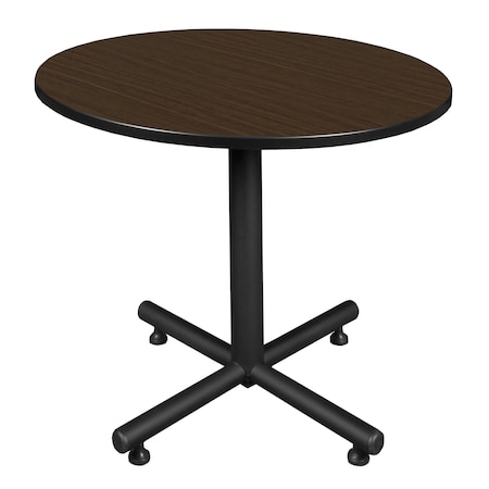Regency Round Kobe X-Base Breakroom Table, 36 in W, 36 in L, Neo Walnut TKB36RNDNW