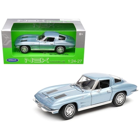 Welly 1963 Chevrolet Corvette Metallic Light Blue 1-24 - 1-27 Diecast Model Car 24073BL