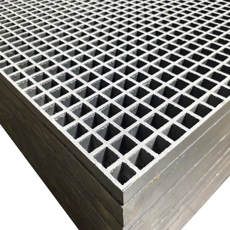 National Grating Molded Frp Grating, 4' X 8' X 1.5" Deep, 1.5" Mesh, Dark Grey, Gritted, Polyester M-1515-408-DGPE