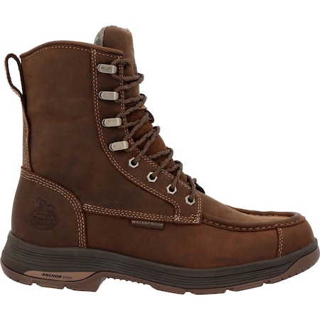 Georgia Boot Athens SuperLyte 8" Waterproof Side-Zip Moc Toe Work Boot, Brown, Size 13 GB00724