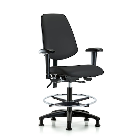 Blue Ridge Ergonomics Medium Bench Chair Adjustable Arms, 22" to 29" Height, Vinyl, Black BR-VMBCH-MB-RG-T0-A1-CF-RG-8540