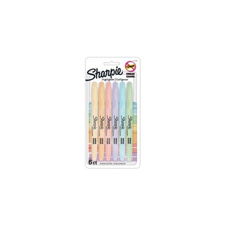 Sharpie Accent Highlighters w/Smear Guard, Chisel Marker Point, Assorted Ink, 6PK 2157486