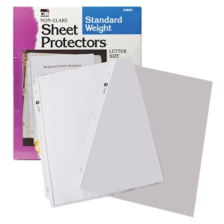 Charles Leonard Sheet Protectors, Standard Weight, Letter Size, Non-Glare, Box of 100, 100PK CHL48281