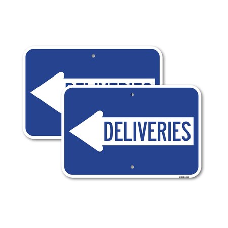 Signmission Deliveries With Left Arrow, 18'' X 24'' 2 Signs, Heavy Gauge Aluminum, 2PK A-1824-2PACK-24363