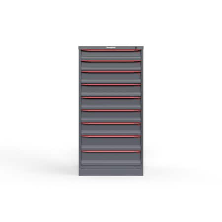 Strong Hold 9 drawer cabinet - (2x 4ft, 5x 5ft, 2x 6ft) - Red accents - Keyed Alike S3060-PPAAS-0902DS