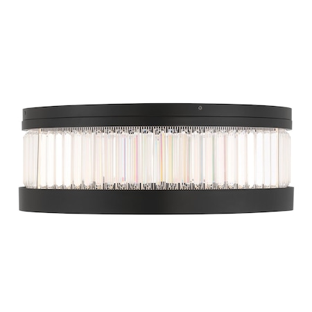 Euf Empra, Flush Mount, 24", Matte Black, Clear Crystal 49354-027