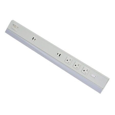 Westgate 42in ANGLED 4-REC POWER STRIP AND UC LIGHT 20A 1275LM CR90 5CCT WHT, 27K/30K/35K/40K/50K PSAL-42-4R-MCT5-WH