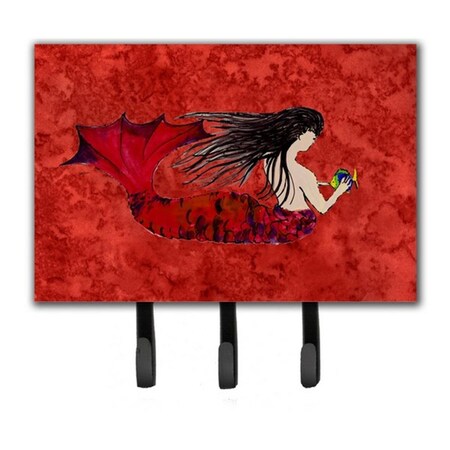 Carolines Treasures Black Haired Mermaid On Red Leash and Key Holder 8726TH68