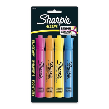 Sanford Sharpie Accent Neon Color Assorted Fine Tip Highlighter 4 pk 25174