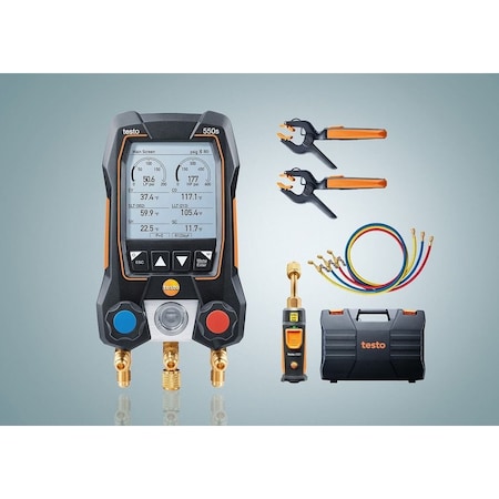 Testo Manifold Gauge Set, 5 ft Hose, 2 Valves 0564 5505 01