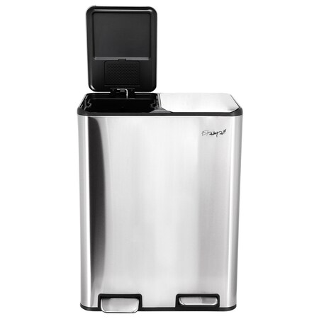 Elama 2 Section 8 Gallon Each Section Trash and Recycling Step Bin with Slow Close Mechanism EL-I10R-60L