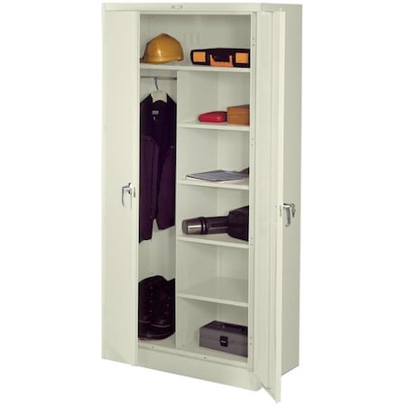 Tennsco Combo Wardrobe Storage Cabinet, 78 in H, 36 in W, 24 in D, Swing, Keyed, Putty, 5 Shelves, 0 Drawers 7820PY