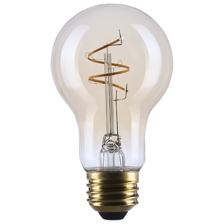 Satco 3.5 Watt A19 LED 2000K CCT Medium Base Clear Glass Amber Coil Filament Dimmable 120 Volt S14226