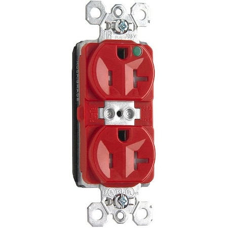 Pass & Seymour Straight Blade Receptacle, 5-20R, 20 A, 125V AC, 2 Pole, 3 Wire, Recessed Mount, Grounded PTTR8300RED