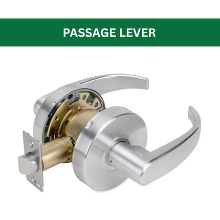 Global Door Controls GAL Series Pisa Style Heavy-Duty Commercial Cylindrical Lever, Grade 2 Passage in Brushed Chrome GAL-1110P-626