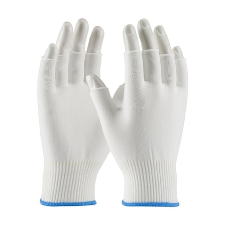 Cleanteam Medium Weight Seamless Knit Nylon Clean Environment Glove, Half-Finger, 12PK 9256