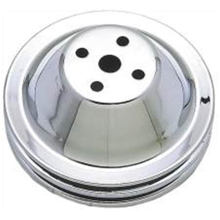 Trans-Dapt Double Water Pump Pulley - 6.4 in. Dia. for Small Block Chevy - Chrome TRA9601