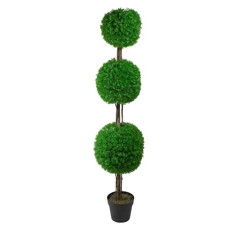 Lovelyhome 60 in. Triple Sphere Artificial Boxwood Topiary Potted Plant LO1772143