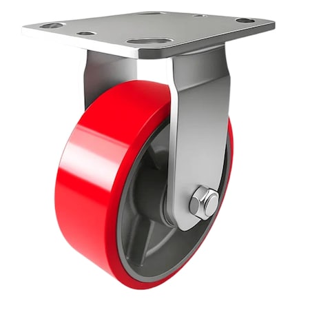 Hyw Products Heavy Duty Caster 5in Red Polyurethane on Cast Iron Wheel, Rigid 40-50R-A1-PC(R)