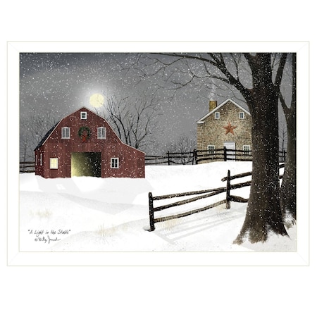 Homeroots Light in the Stable 3 White Framed Print Wall Art 404493