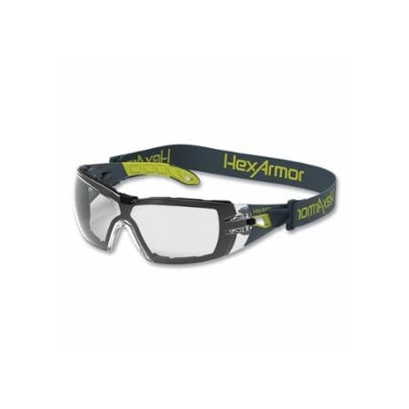 Hexarmor MX200/MX200G Safety Glasses, MX200G, Clear, TruShieldS, Gray/Lime 572-11-12001-04