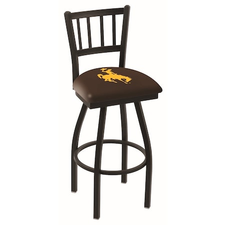 Holland Bar Stool Co 36" Blk Wrinkle Wyoming Swivel Bar Stool, Jailhouse Back L01836Wymng