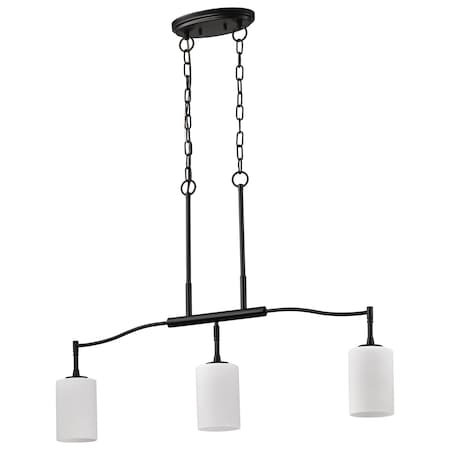Nuvo Liam, 3 Light Island Pendant, Matte Black, White Opal Glass 60/8218