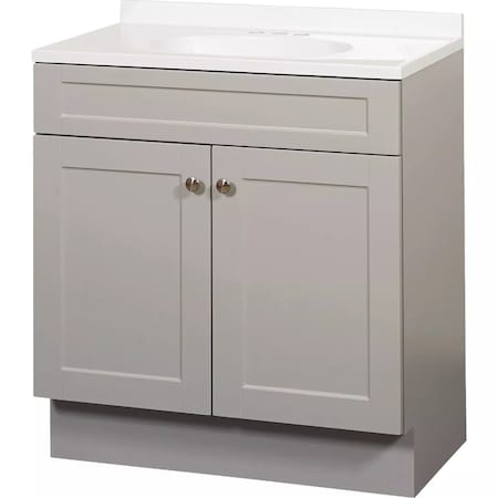 Zenith Zenna Home Cool Gray 30'' Wx35'' Hx18''D Shaker Vanity with Wht Cultured Marble Top SBC30GY