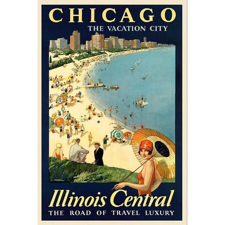Homeroots Vintage 1929 Chicago Vacation Travel Unframed Print Wall Art 394341
