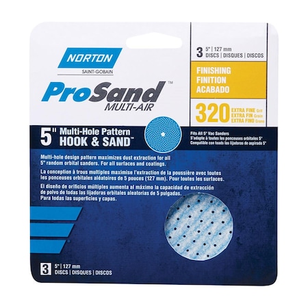 Tool Time ProSand Multi-Air Cyclonic 5 in. Ceramic Hook & Loop Sanding Disc, 320 Grit Extra Fine, 3PK TO3300583